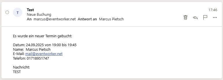 Diese Email bekommst du als Dienstleister